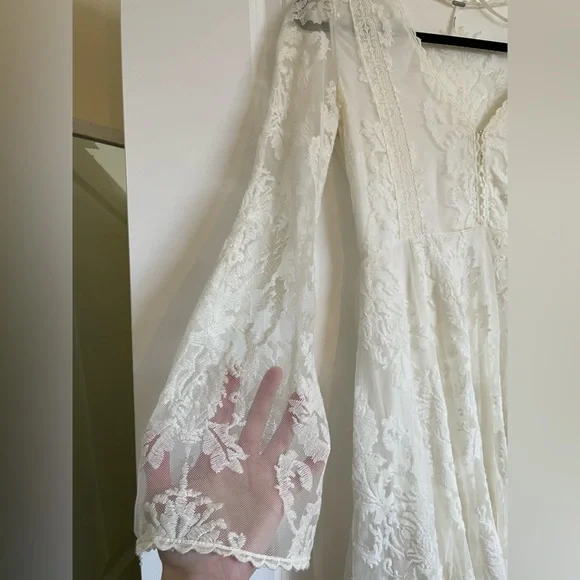 Free People Long Sleeve Lace Dress in White - Picture 6 of 14